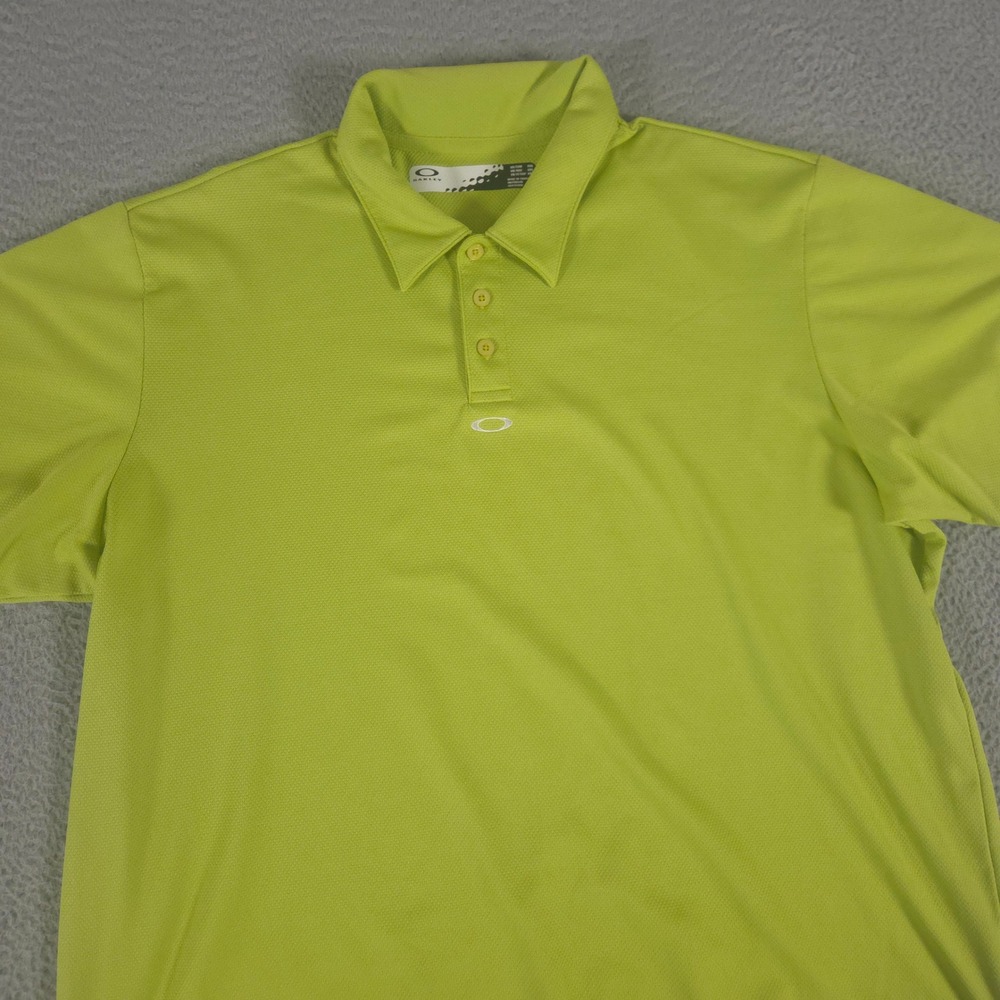 VINTAGE Oakley Polo Shirt Mens XXL Lime Textured Performance Golf Logo Y2K 2010
